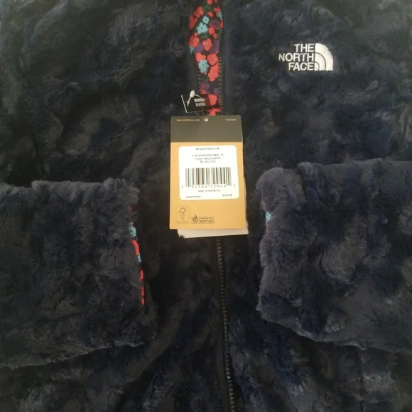 THE NORTH FACE Girls Reversible Mossbud Swirl Jacket Insulated Floral/Navy NWT